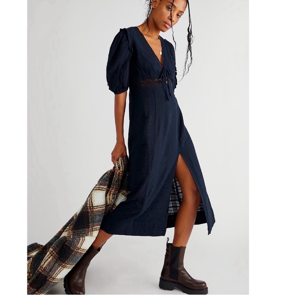 Free People Slow Pace Midi Black NWT